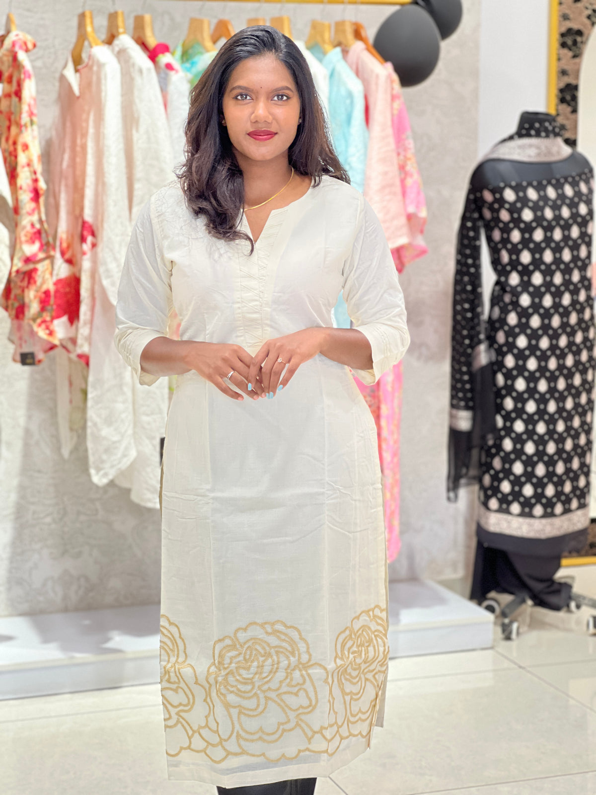 Machine Embroidered Cotton Kurta | SV307
