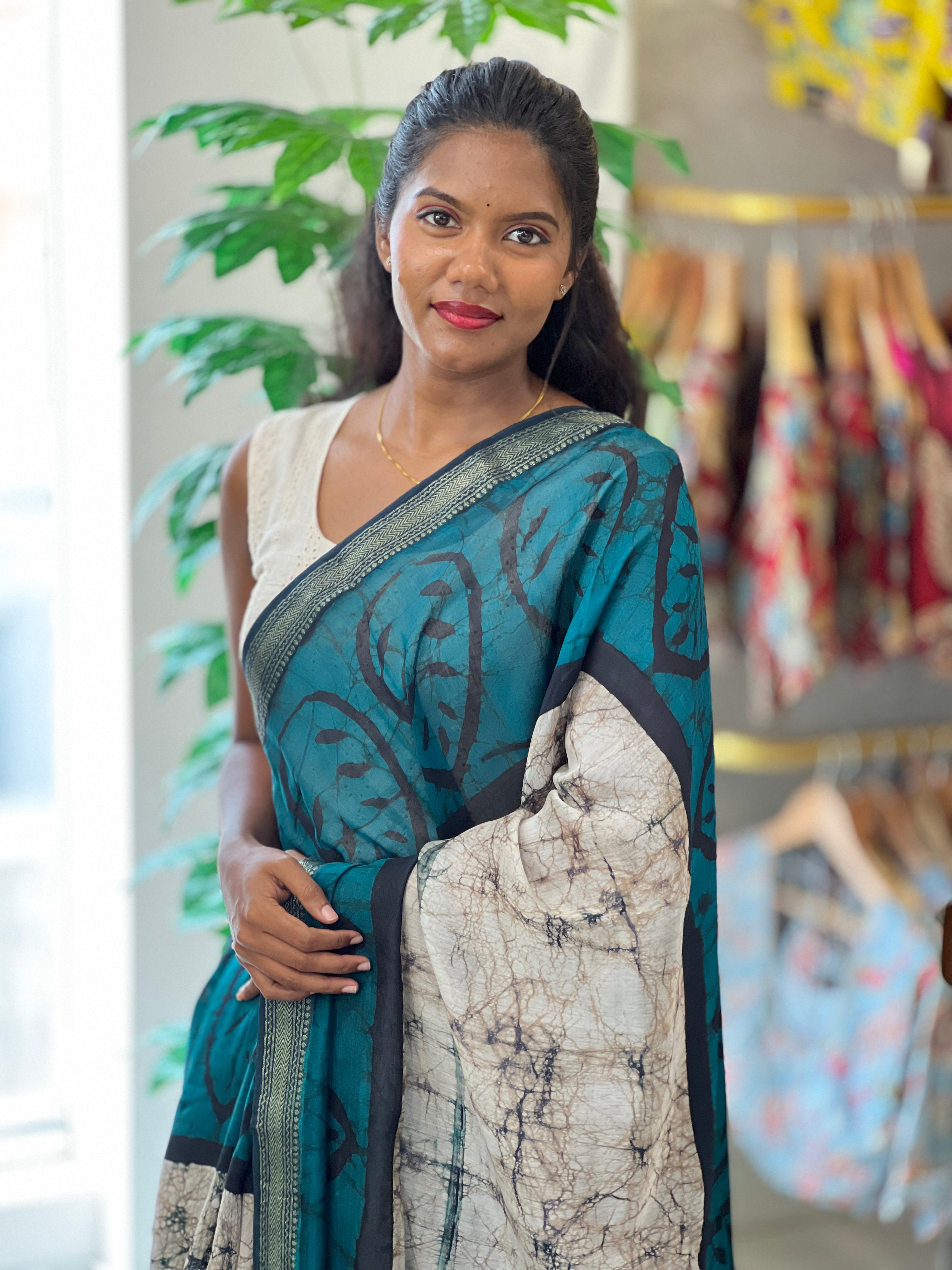 Printed Motif Chanderi Saree | BHB104