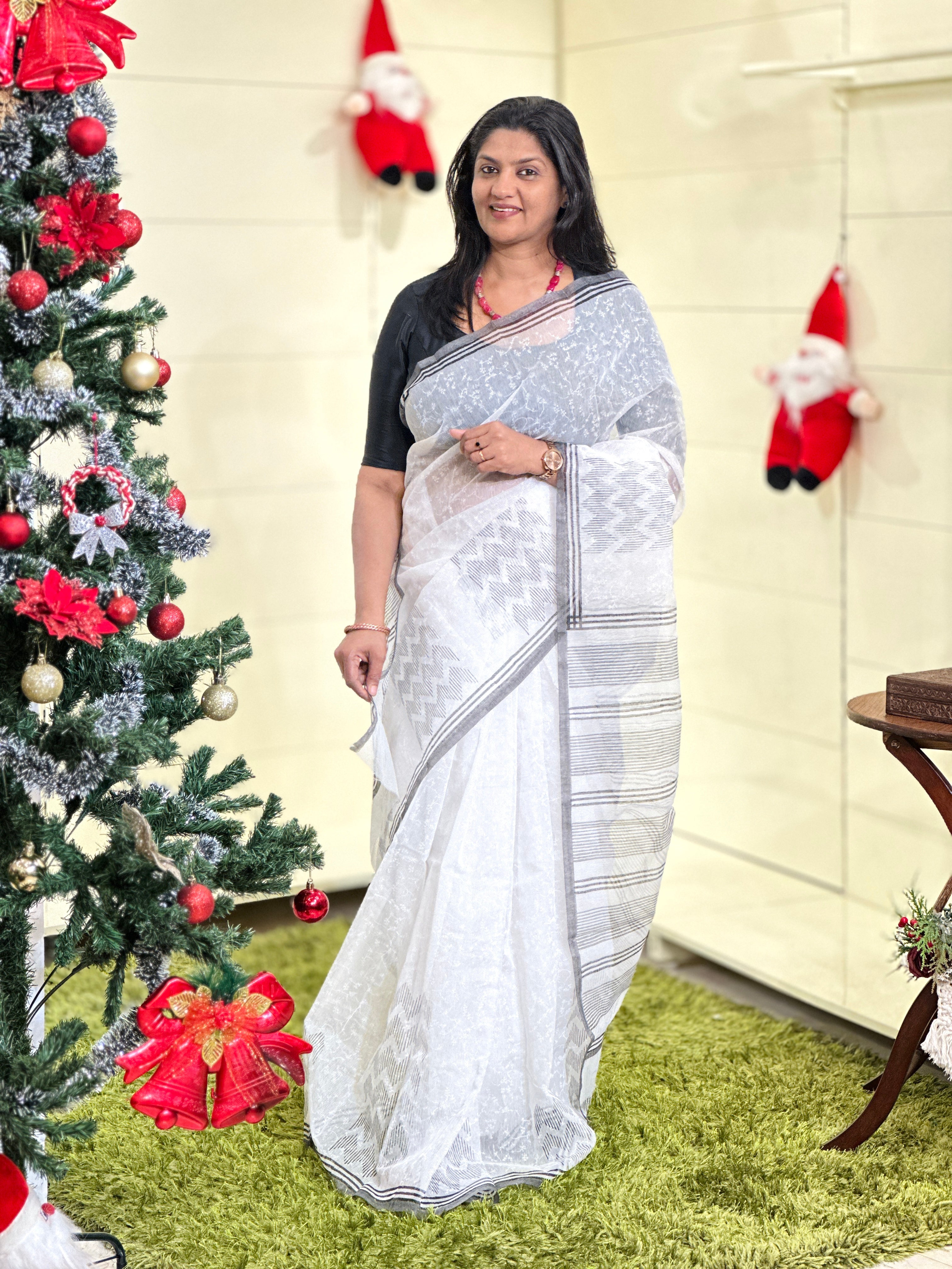 Hand Block Printed Supernet Kota Saree | JSC101