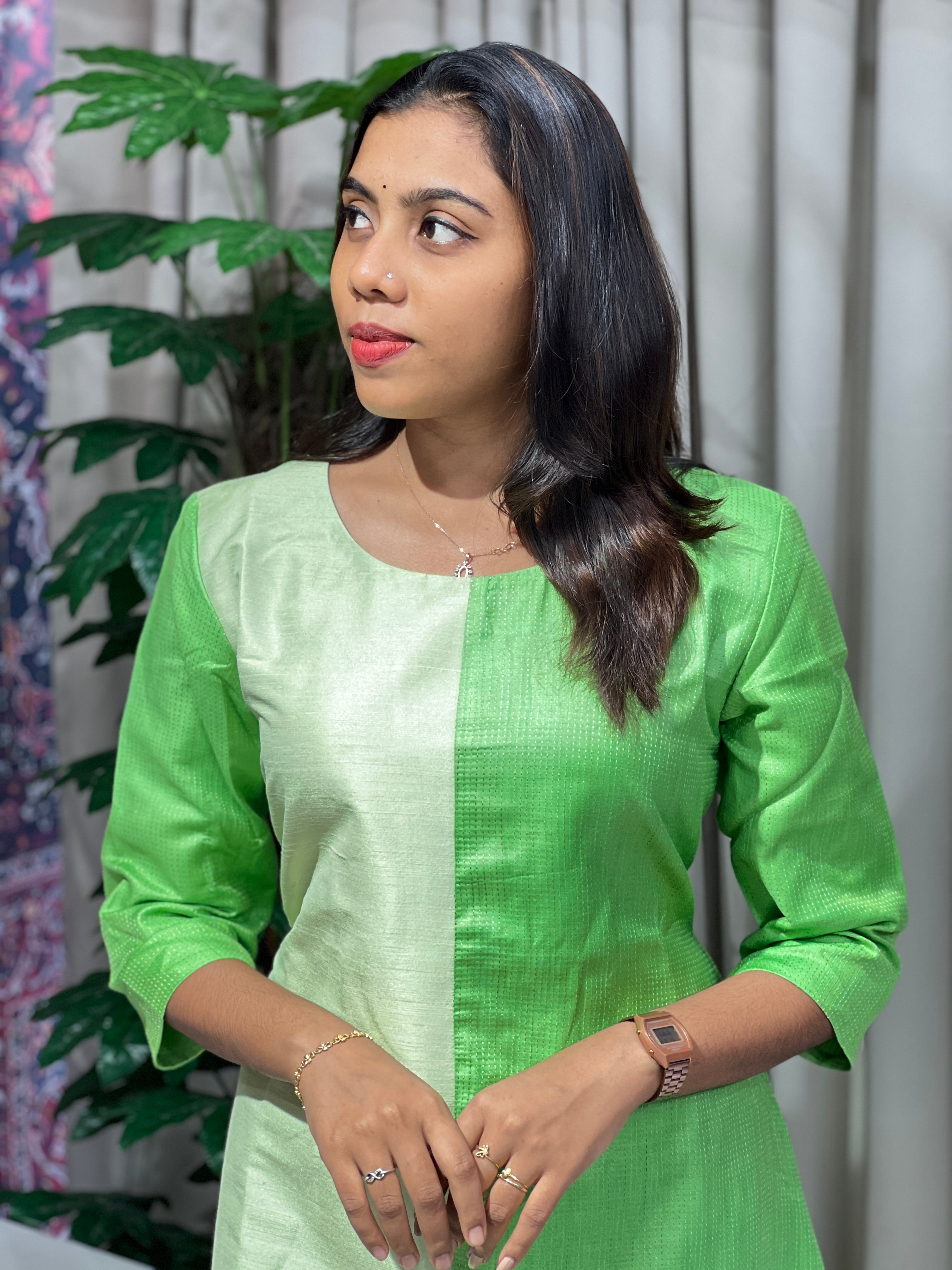 Double Colored Raw Cotton Kurta | DNT886
