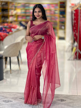 Stone Worked Tissue Weaved Organza Saree | SBP438