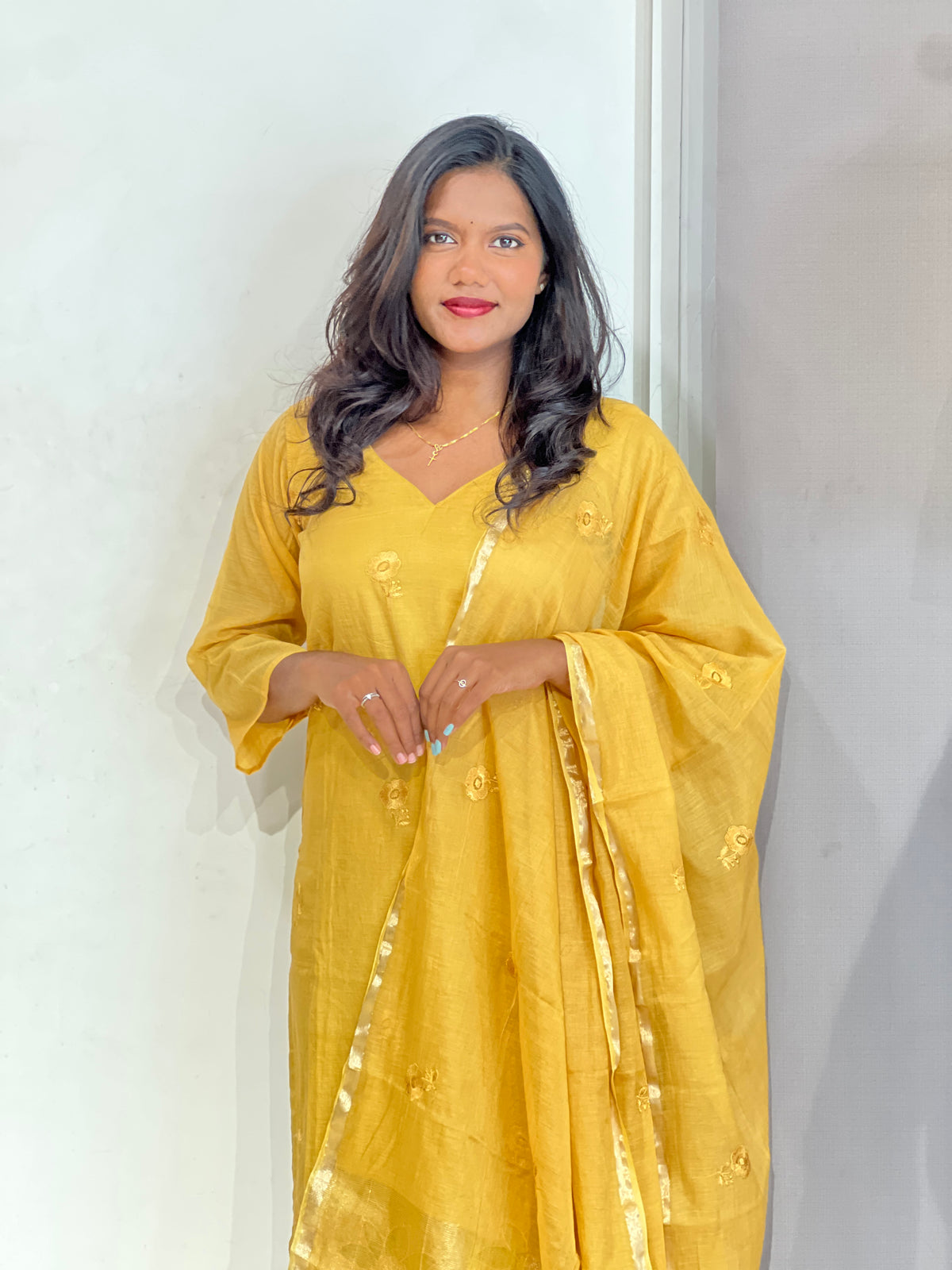 Floral Embroidery Chanderi Kurta Set | SLM240