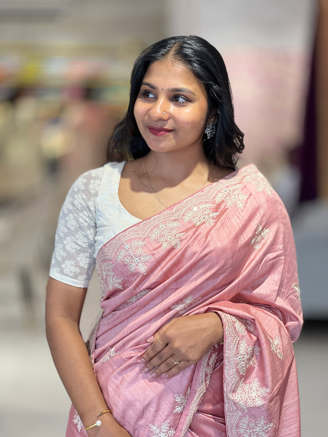 Machine Embroidery Detailed Tussar Finish Saree | RP757