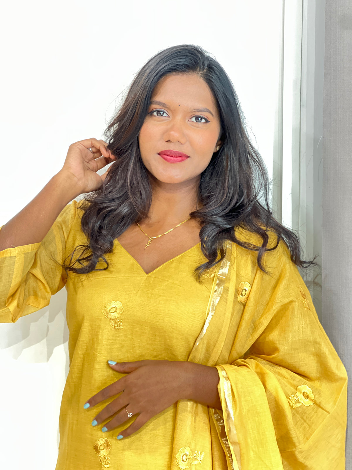 Floral Embroidery Chanderi Kurta Set | SLM240
