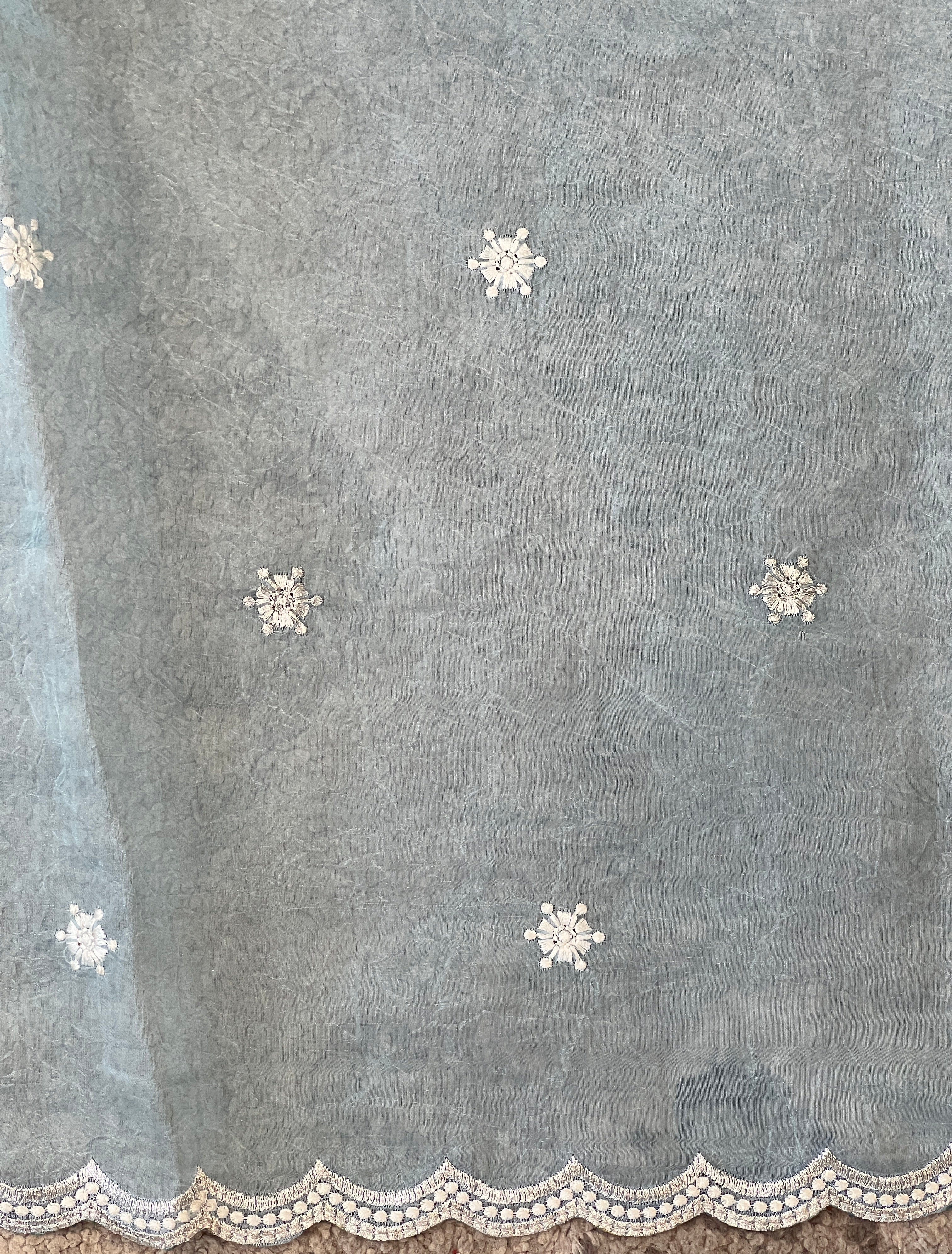 Floral Embroidered Crushed Organza Saree | HT457