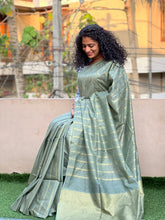 Stripe Weaved Bhagalpuri Linen Saree | SK302