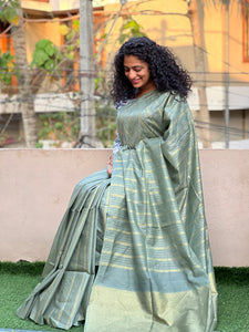 Stripe Weaved Bhagalpuri Linen Saree | SK302