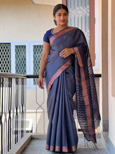 Zari Woven Bhagalpuri Linen Saree | SK303