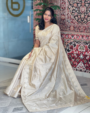Machine Embroidery Detailed Tussar Finish Saree | RP760