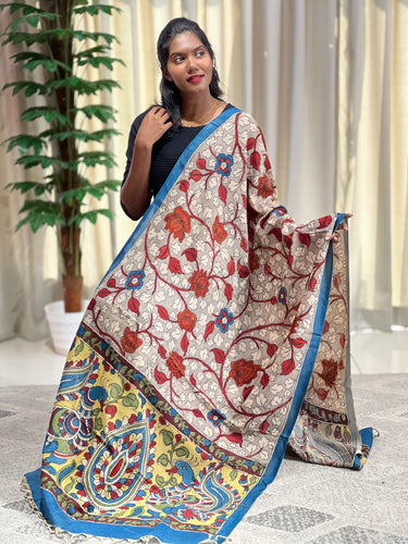 Pen Kalamkari Detailed Chanderi Dupatta | DE193