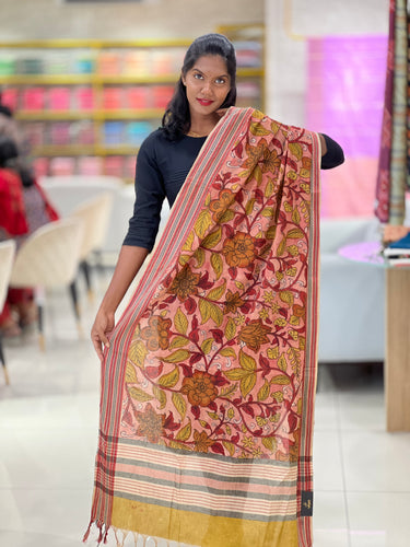 Pen Kalamkari Detailed Chanderi Dupatta | DE207