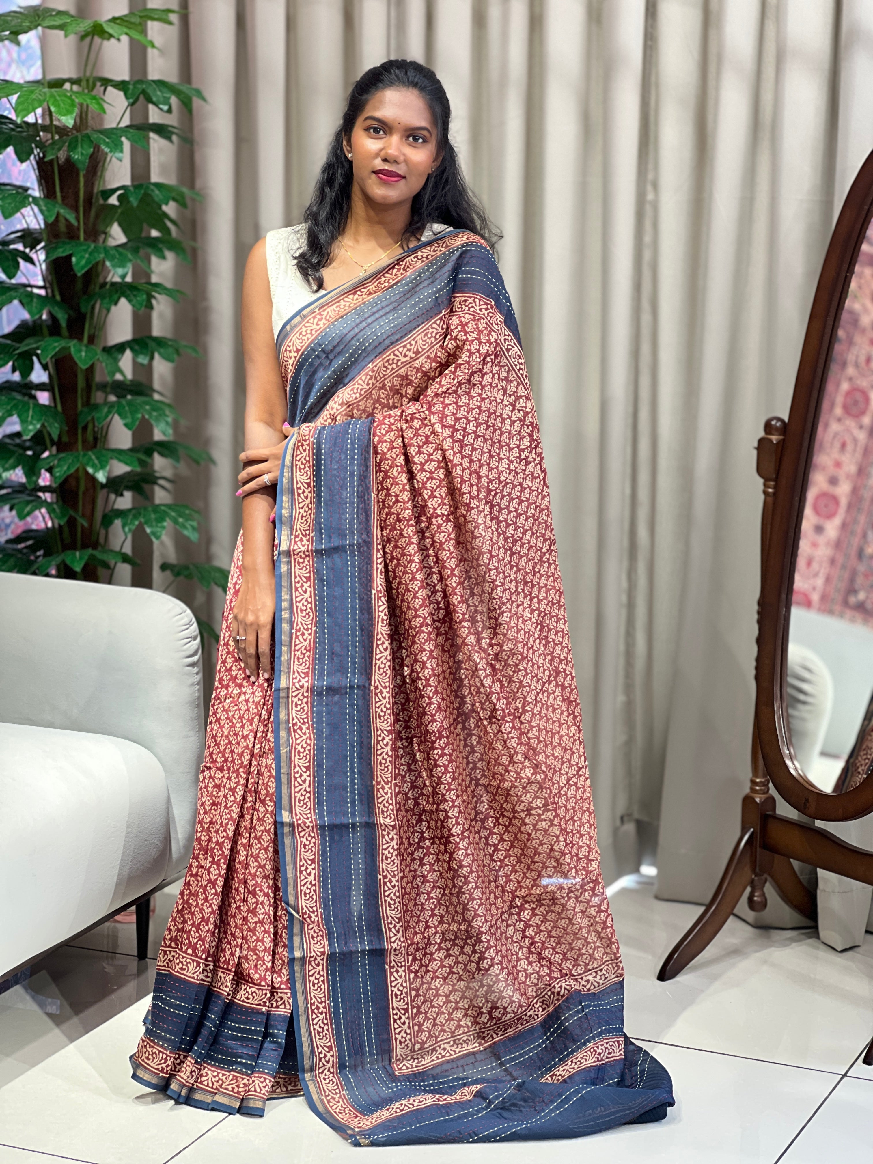 Digital Printed Chanderi Silk Saree | RGD805