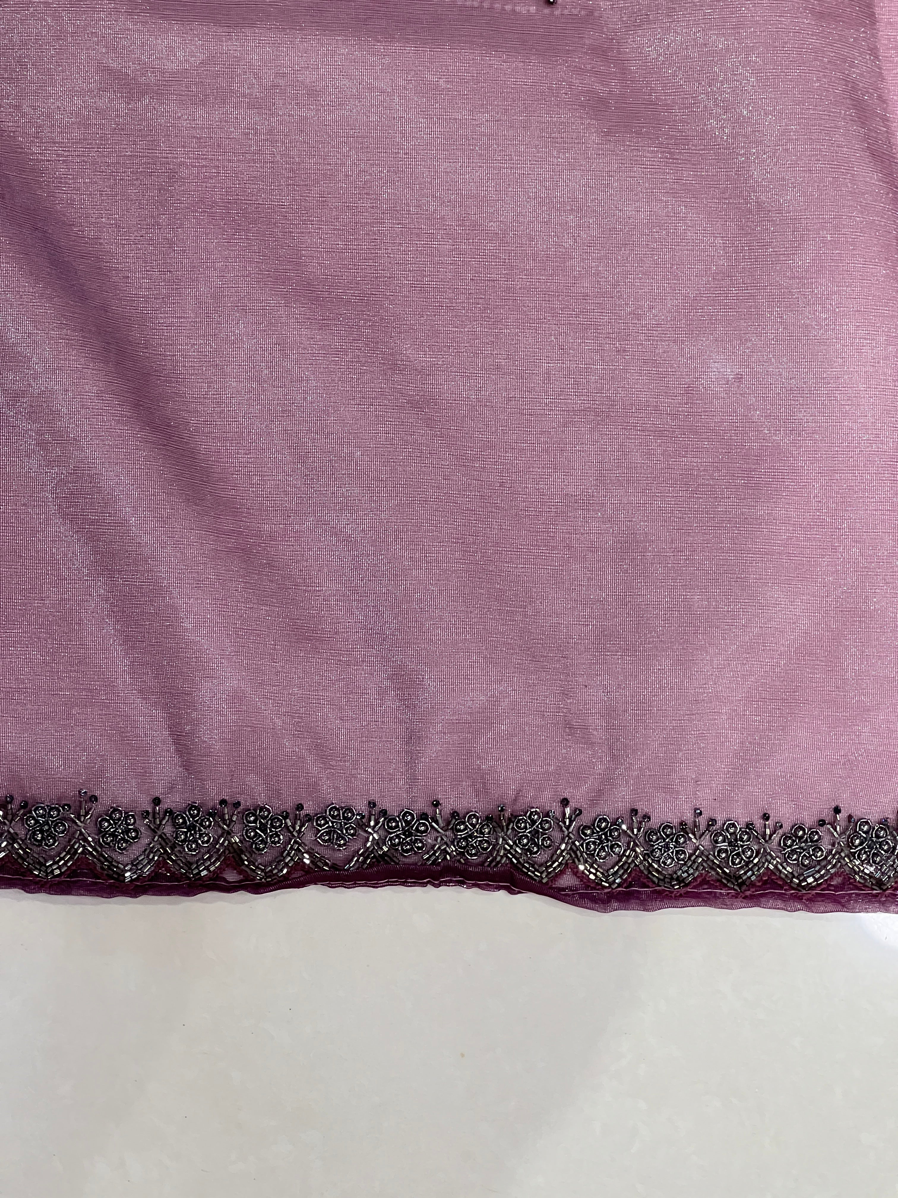 Hand Work DesignCrushed Shimmer Organza Saree | SBP1013