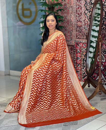 Zigzag Weaving Patterned Georgette Saree | FC182