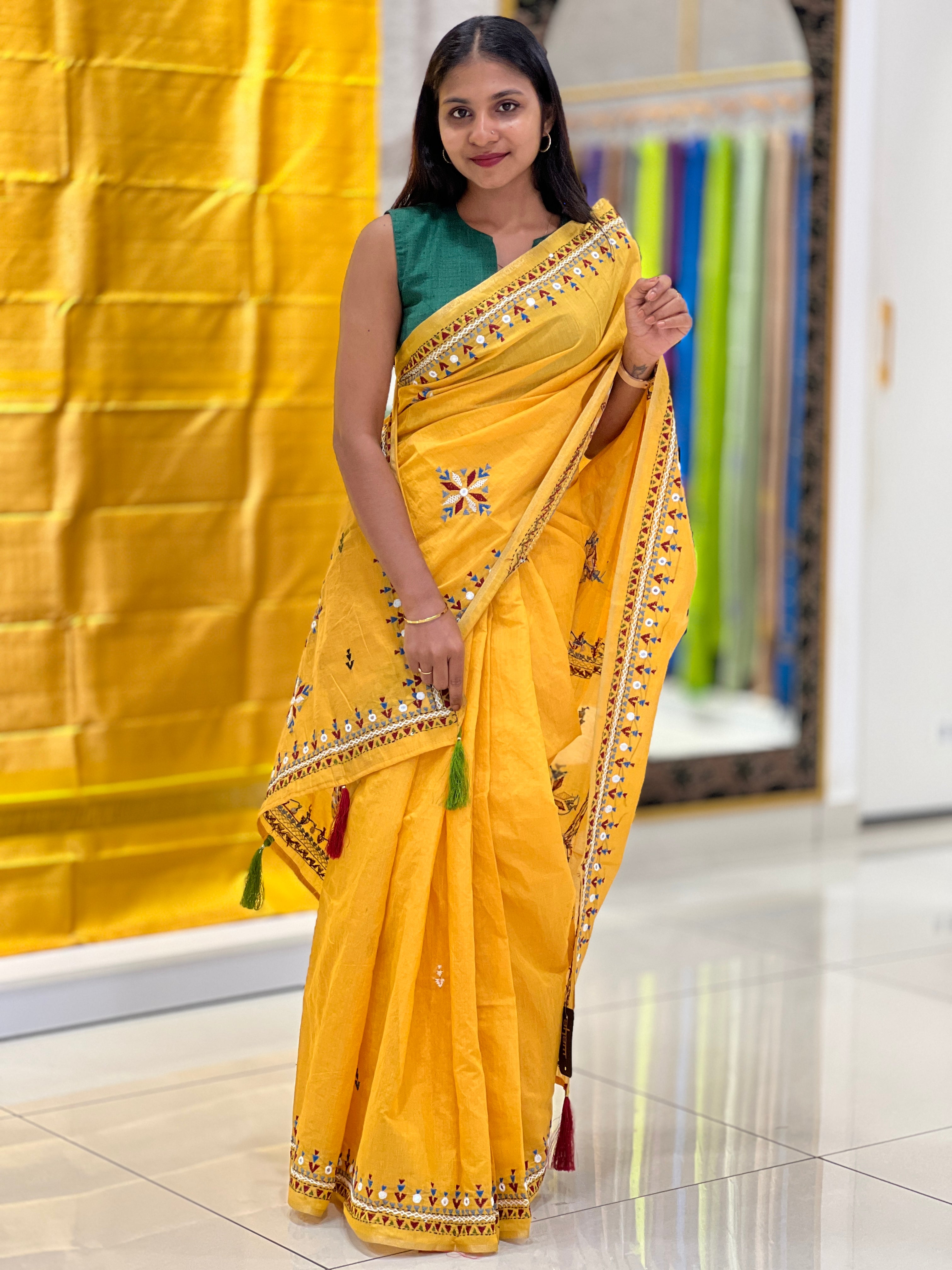 Hand Embroidery Chanderi Saree | RP525