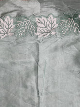 Machine Embroidery Leaf Patterned Tussar Finish Saree | SUN431