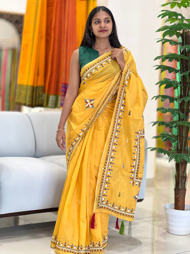 Hand Embroidery Chanderi Saree | RP525