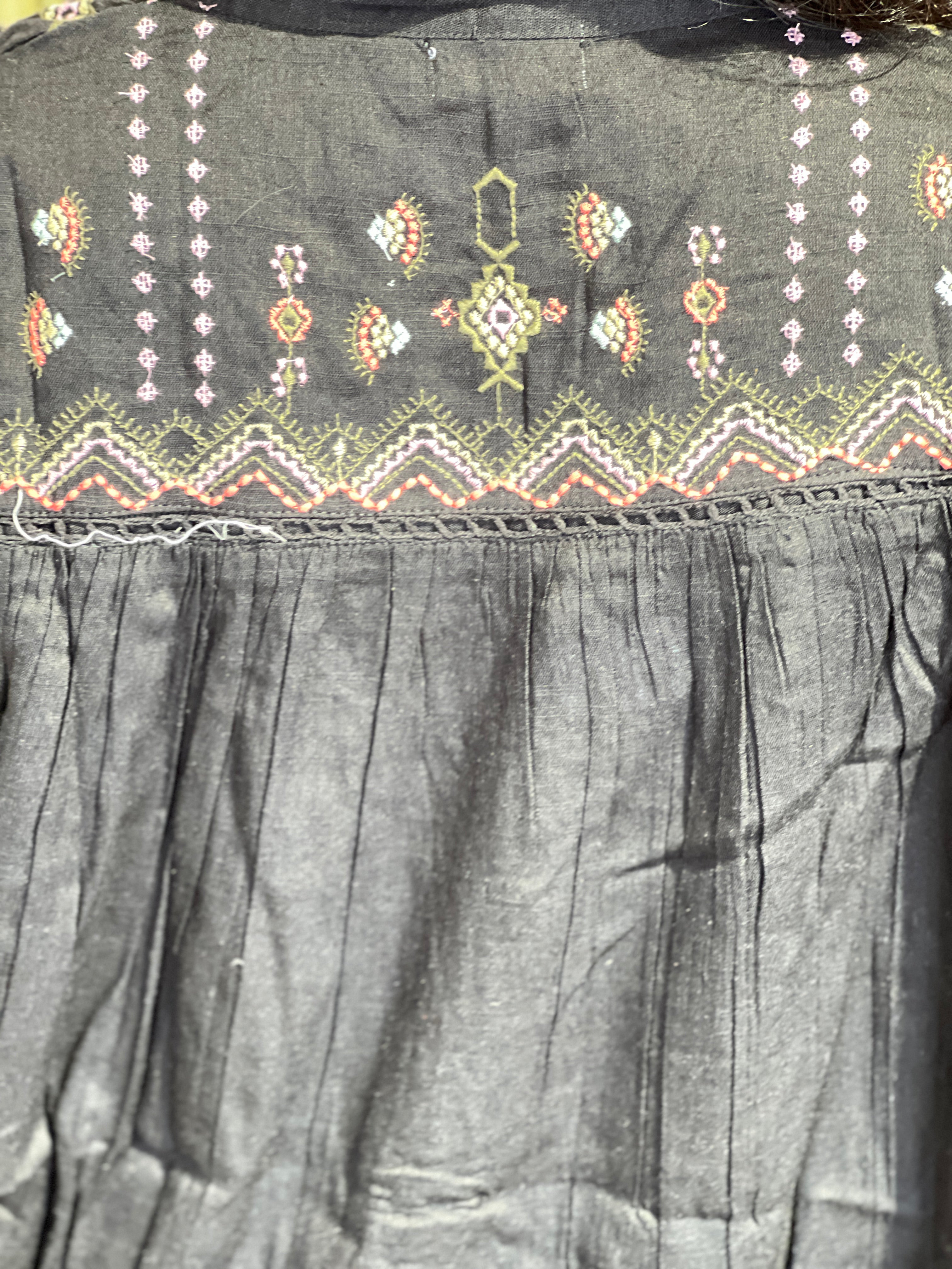 Machine Embroidery Linen Cotton Short Kurta | AOR110