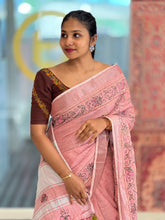 Hand Kantha Detailed Linen Saree | RP751