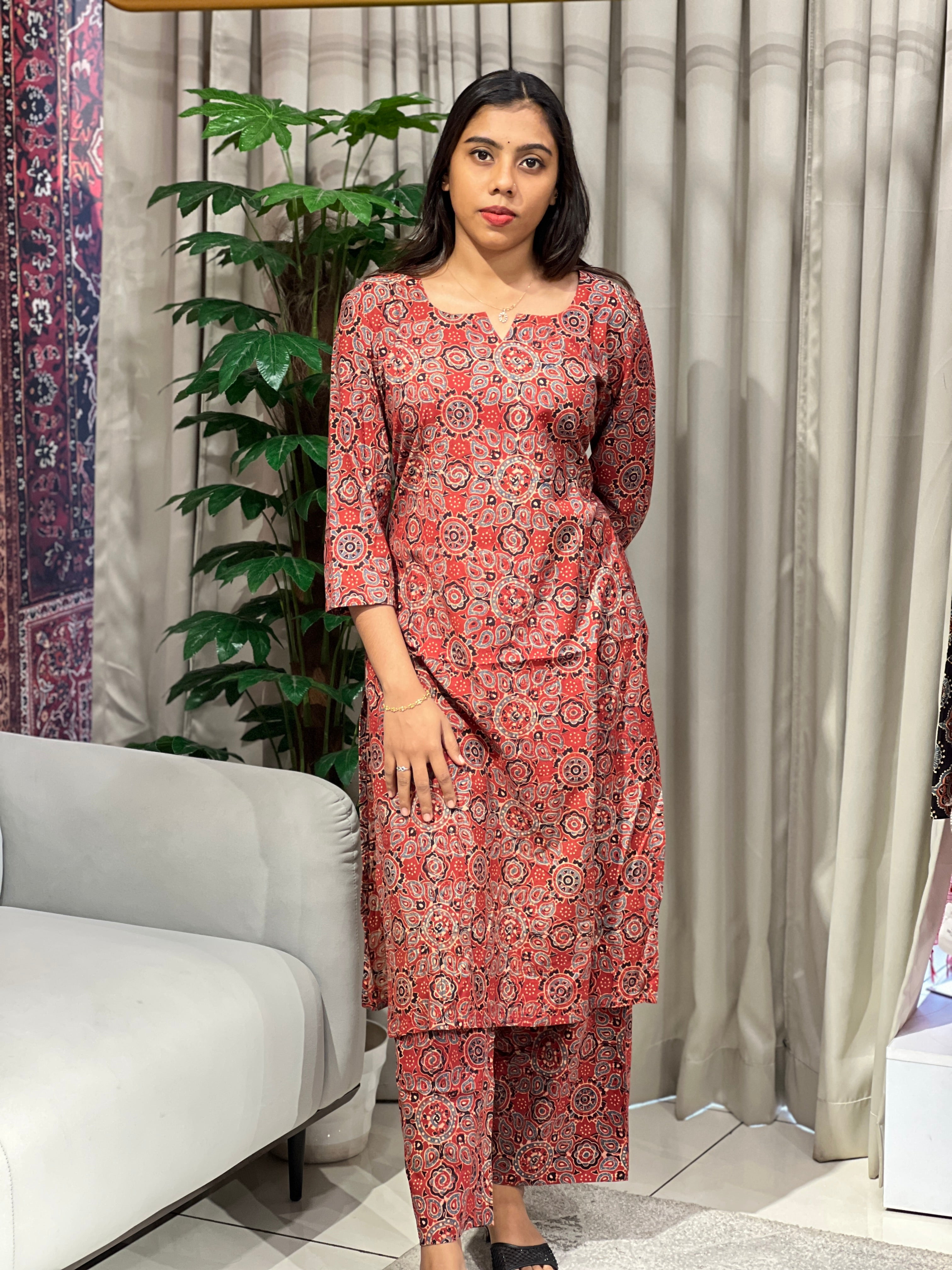 Ajrakh Printed Cotton Kurta Set | DNT902