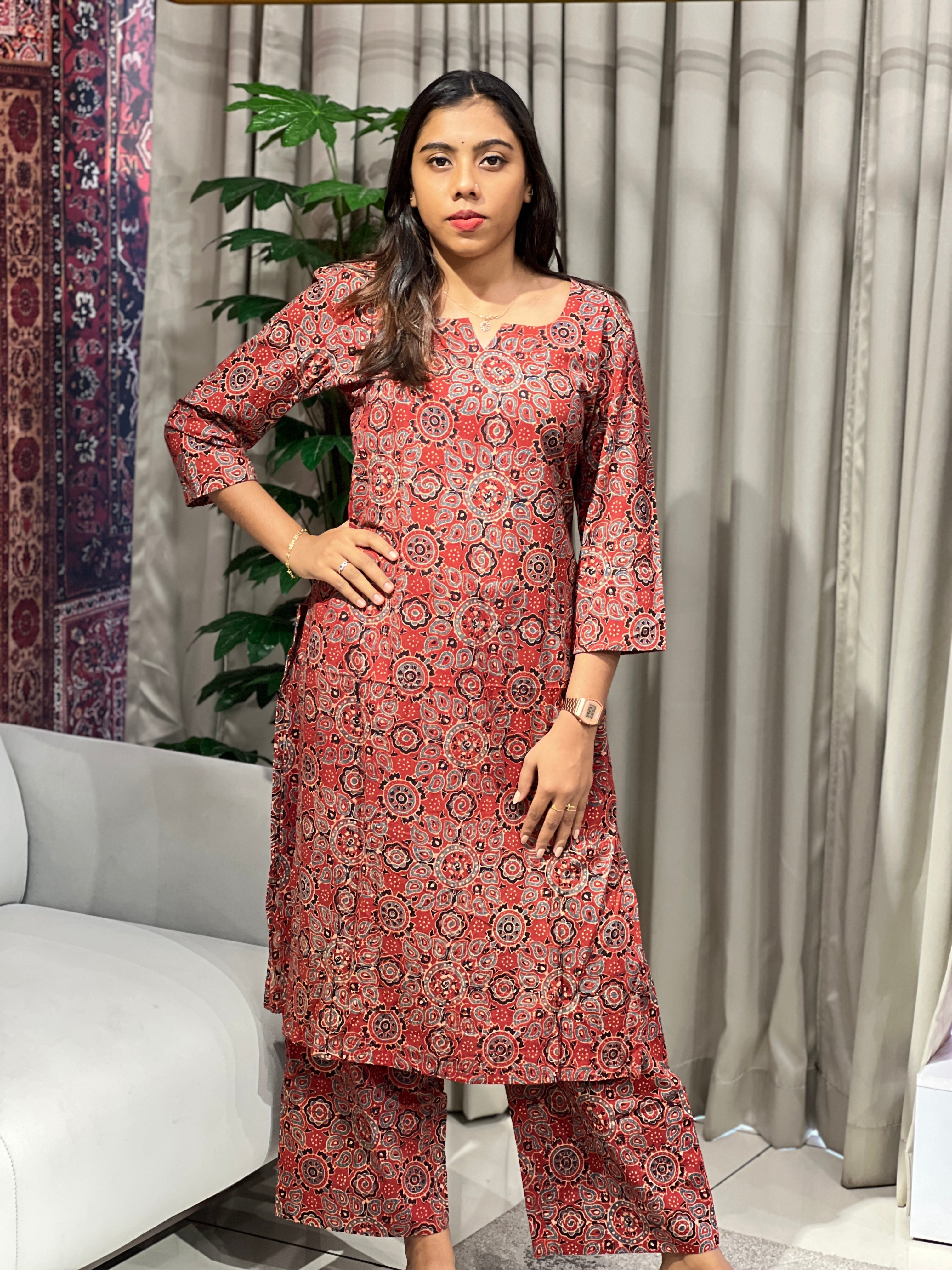 Ajrakh Printed Cotton Kurta Set | DNT902