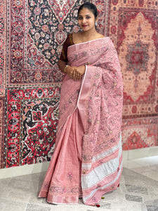 Hand Kantha Detailed Linen Saree | RP751