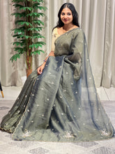Cut Beads & Sequence Detailed Shimmer Organza Saree | SBP964