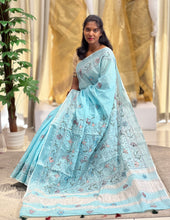 Hand Kantha Detailed Linen Saree | RP753