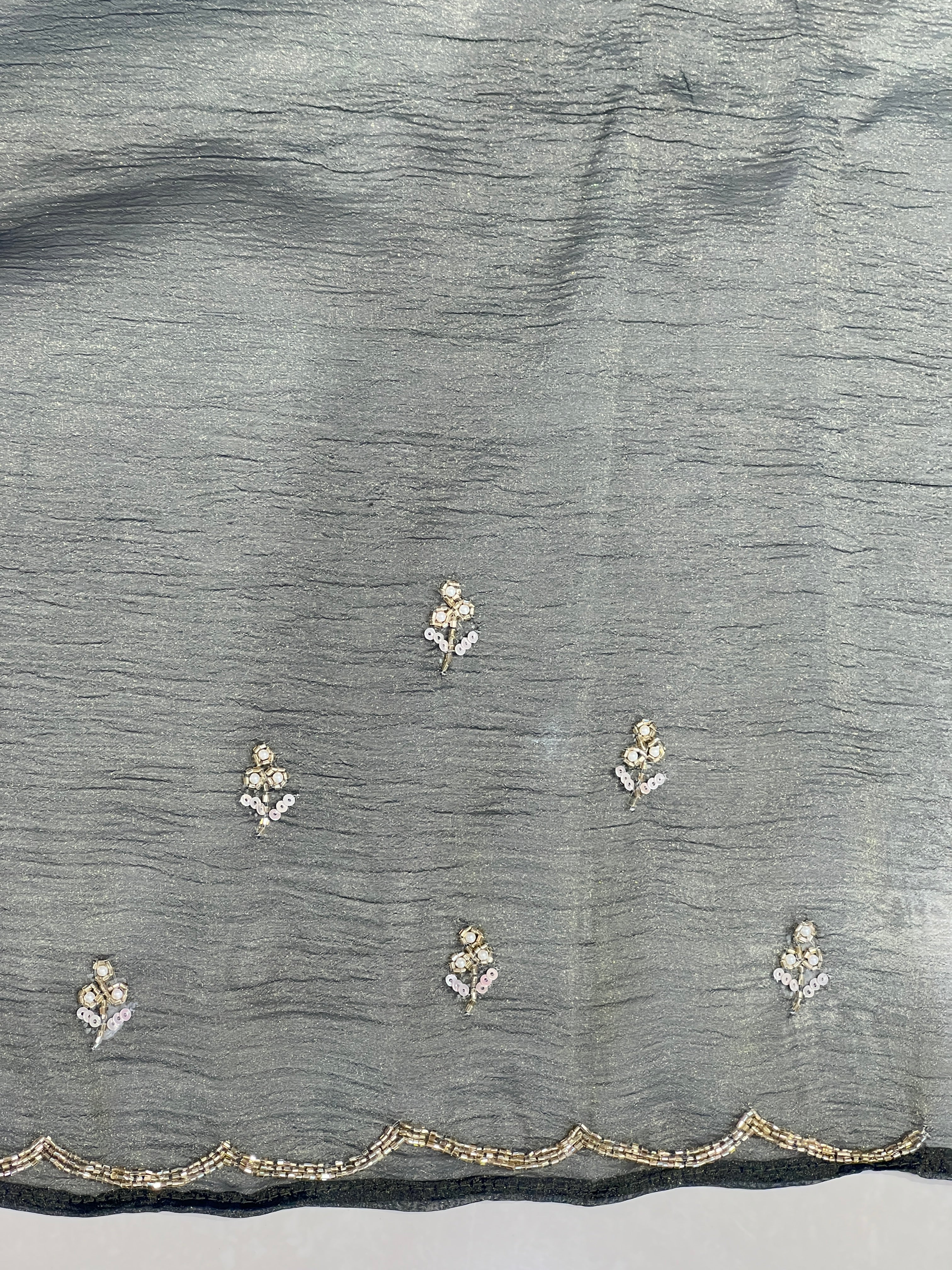 Cut Beads & Sequence Detailed Shimmer Organza Saree | SBP964