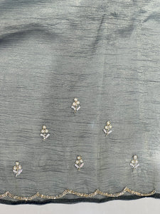 Cut Beads & Sequence Detailed Shimmer Organza Saree | SBP964