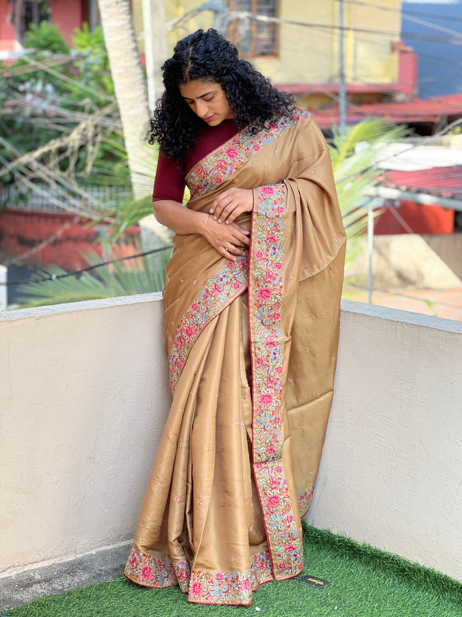 Embroidered Tussur Saree | BLD212