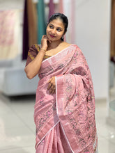 Hand Kantha Detailed Linen Saree | RP751