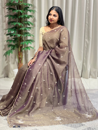Cut Beads & Sequence Detailed Shimmer Organza Saree | SBP962