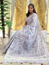 Hand Kantha Detailed Linen Saree | RP748