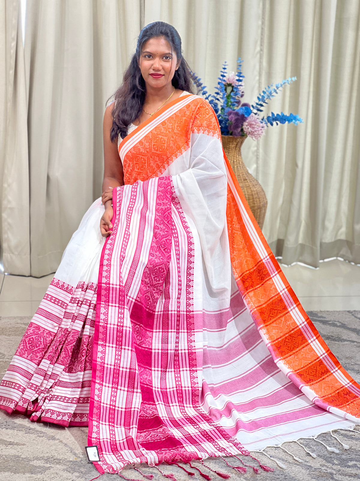 Geometric Pattern Cotton  Saree | DN828