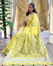 Hand Kantha Detailed Linen Saree | RP747