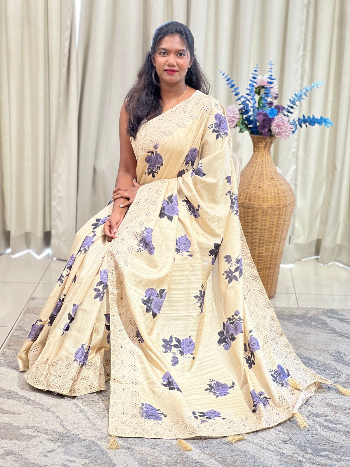 Digital Printed Semi Tussar Salwar Set | AHD1966
