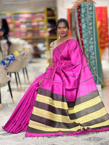 Stripe Patterned Semi Silk Saree | PD601