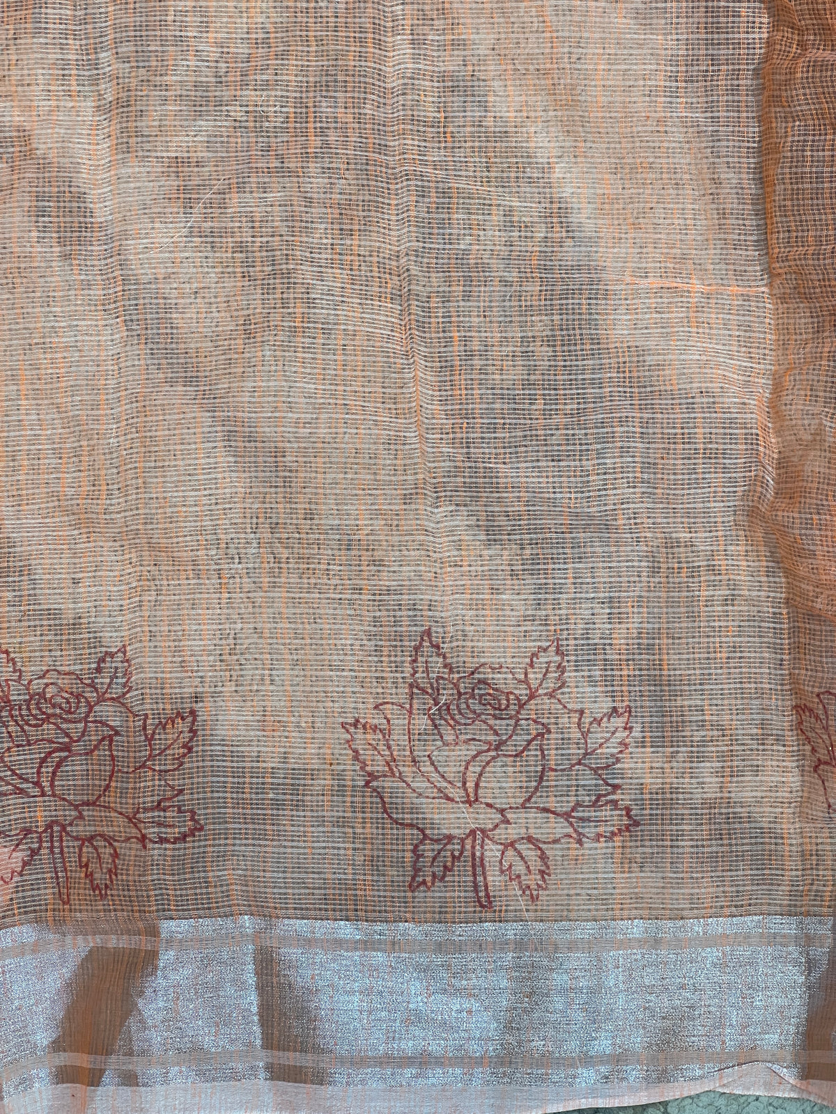 Block Printed Check Kota Saree | AHD1997