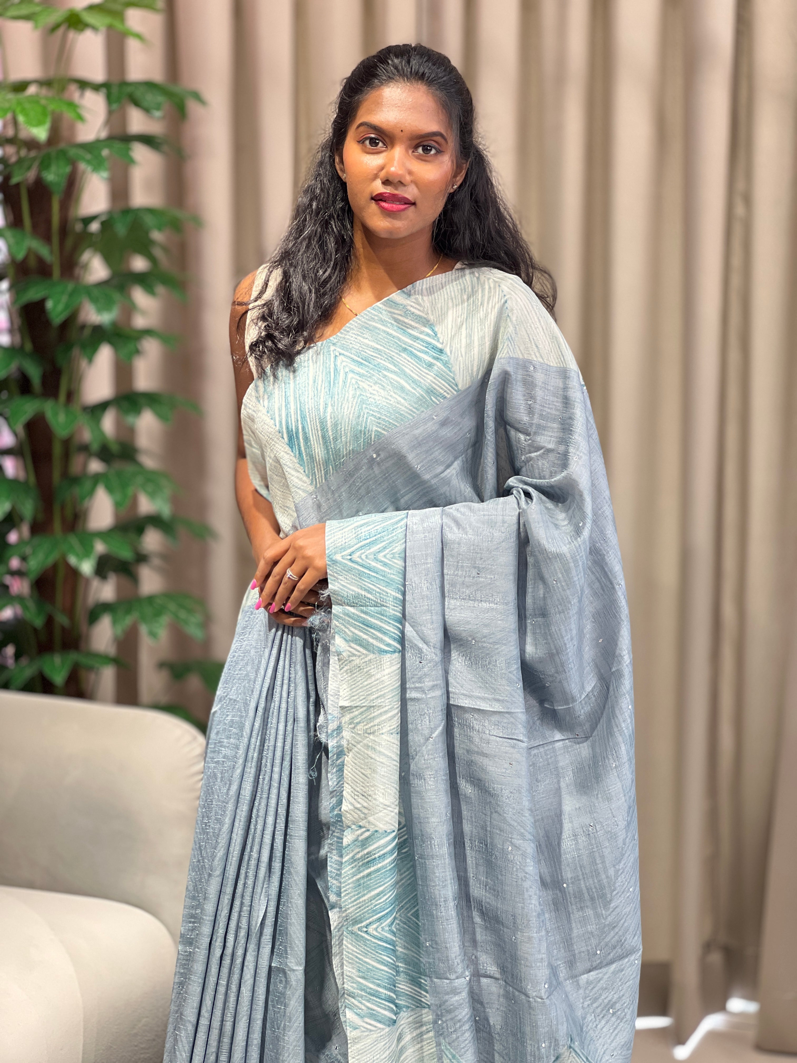 Printed Semi Tussar Saree | SSN441