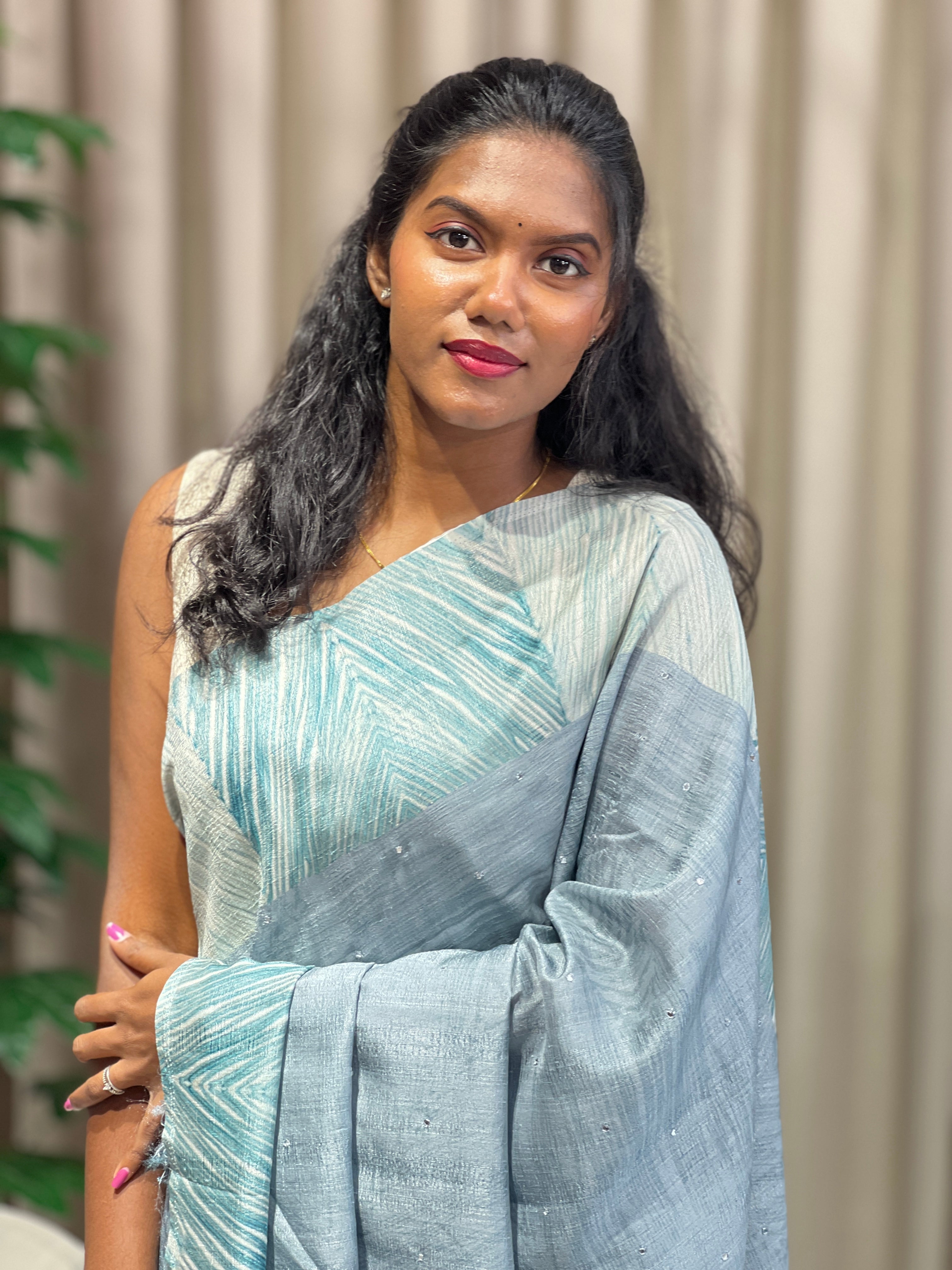 Printed Semi Tussar Saree | SSN441