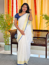 Zari Check Patterned Linen Saree | SK444