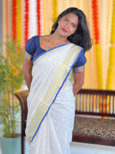 Zari Check Patterned Linen Saree | SK444