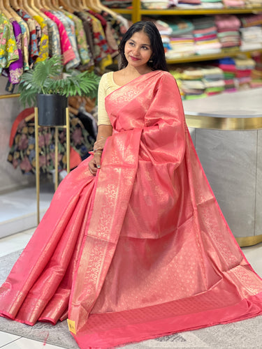 Zari Weaved Leaf Patterned Semi Banarasi Saree | NN352