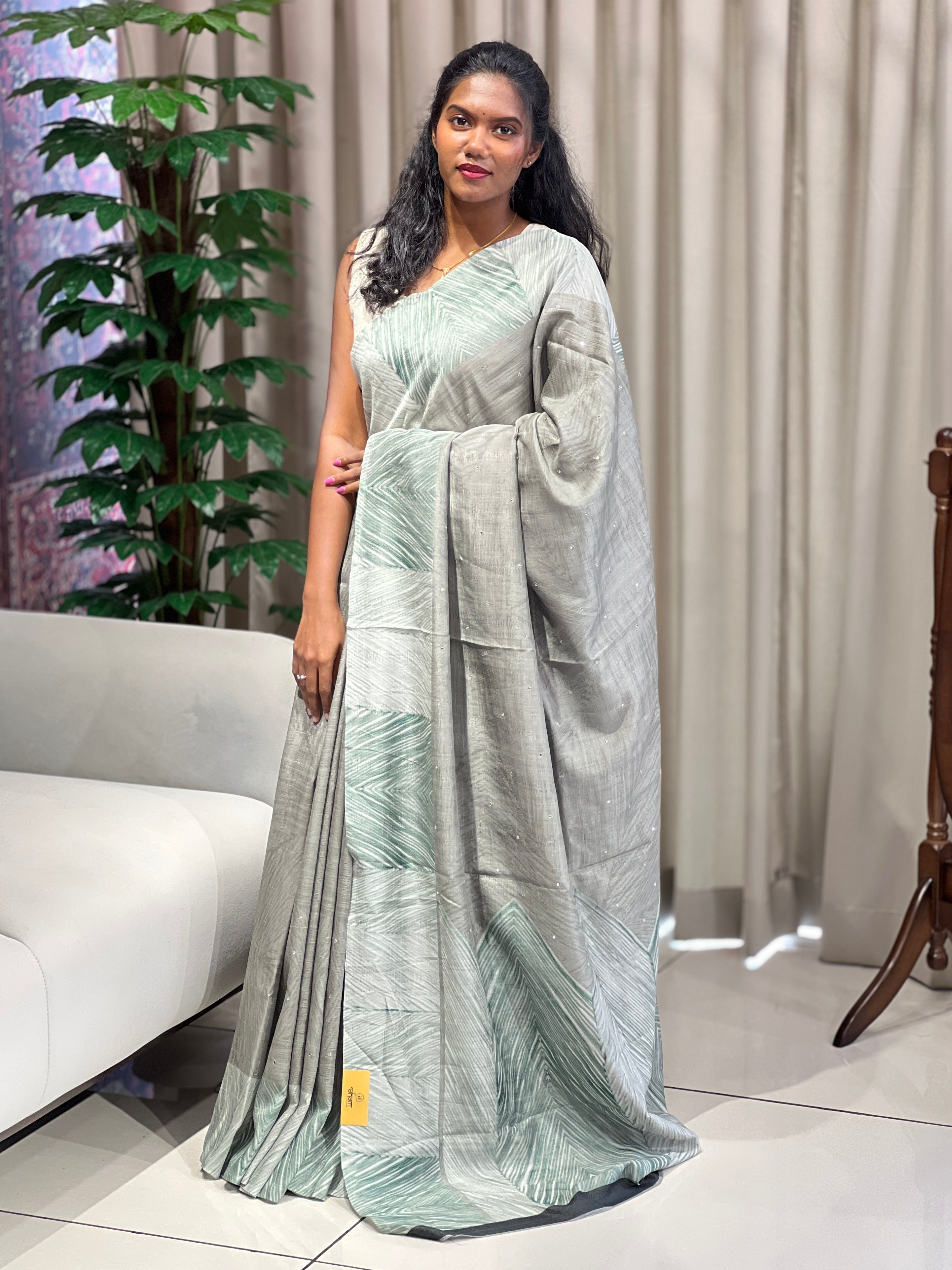 Printed Semi Tussar Saree | SSN442