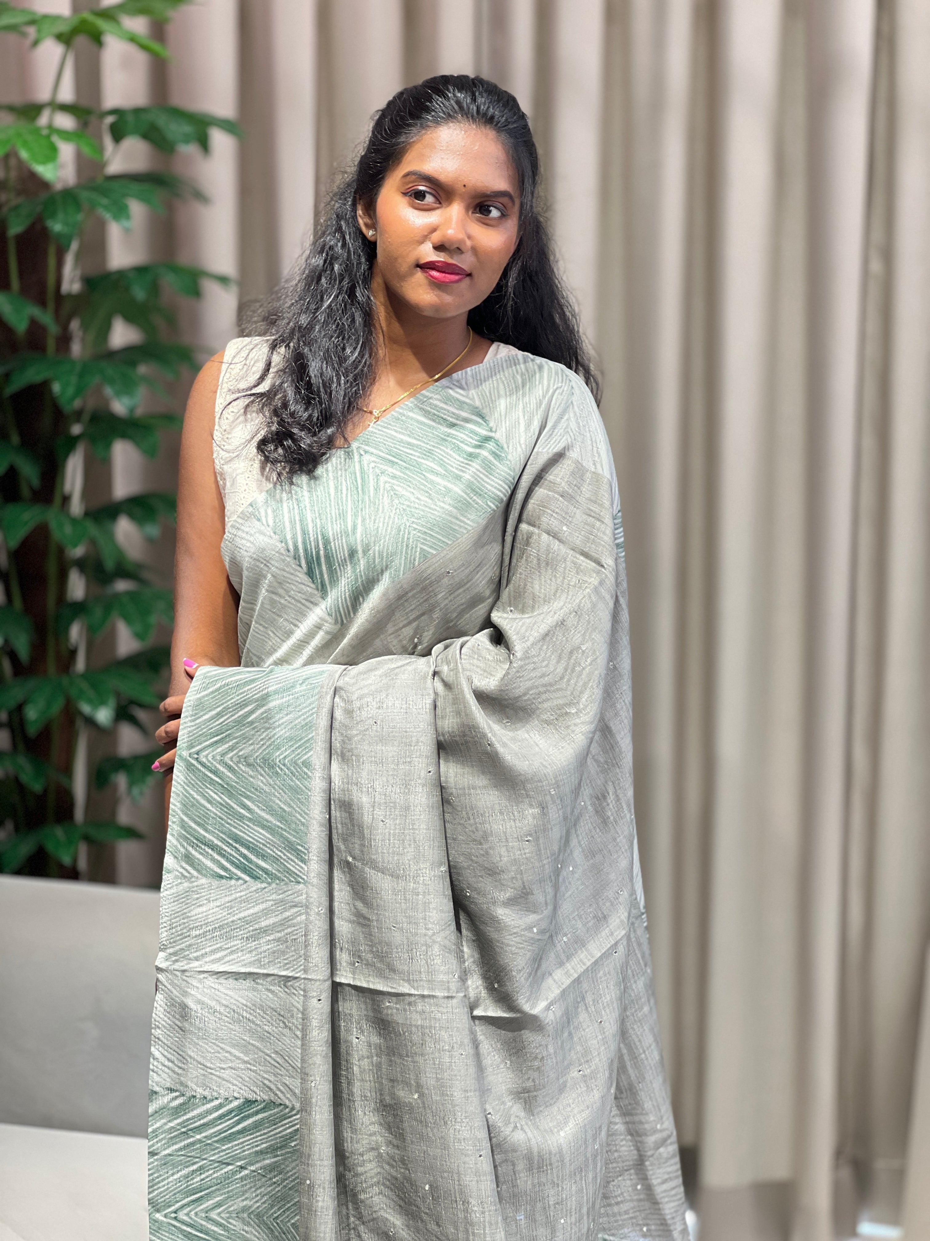 Printed Semi Tussar Saree | SSN442
