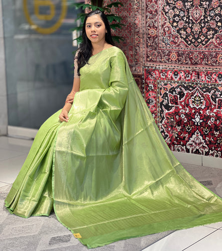 Zari Weaved Leaf Patterned Semi Banarasi Saree | NN351