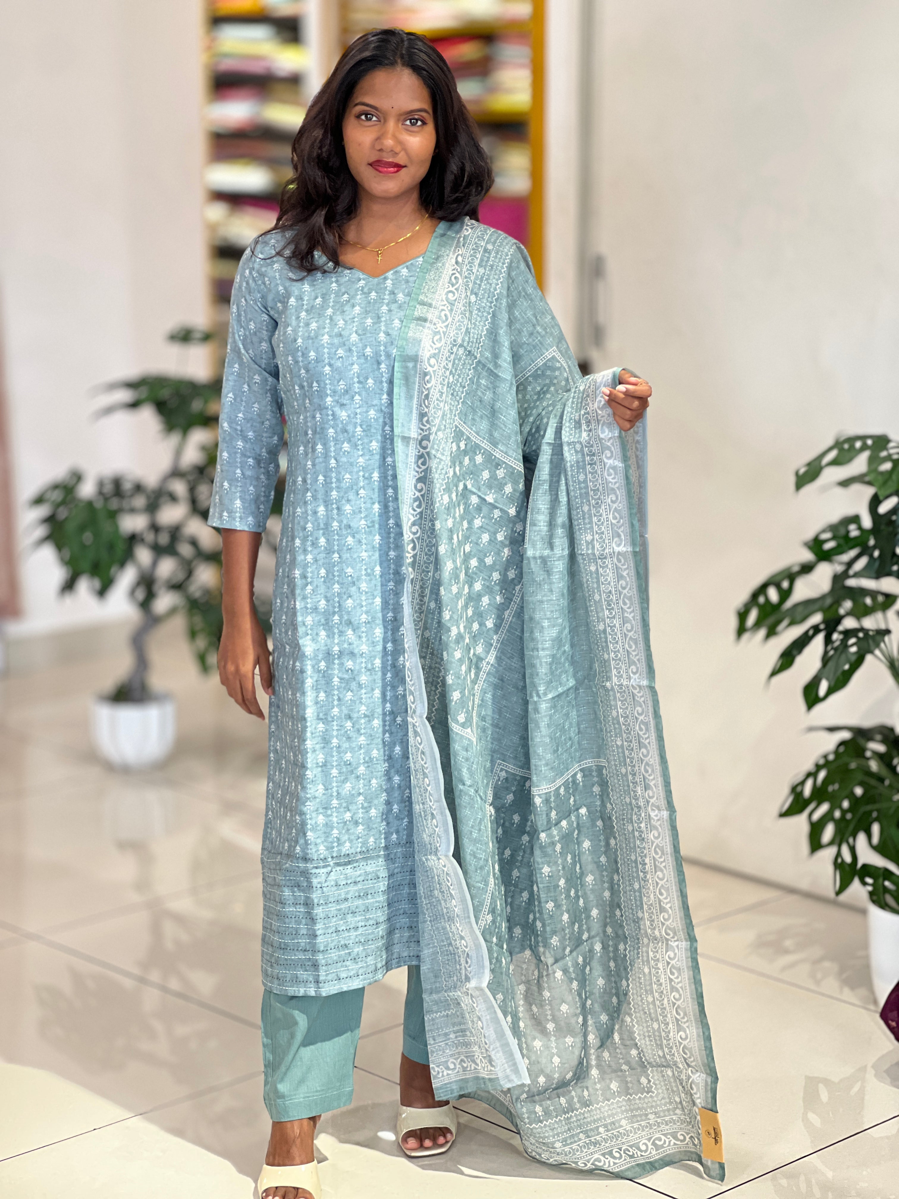 Printed Linen Cotton Kurta Set |SLM181