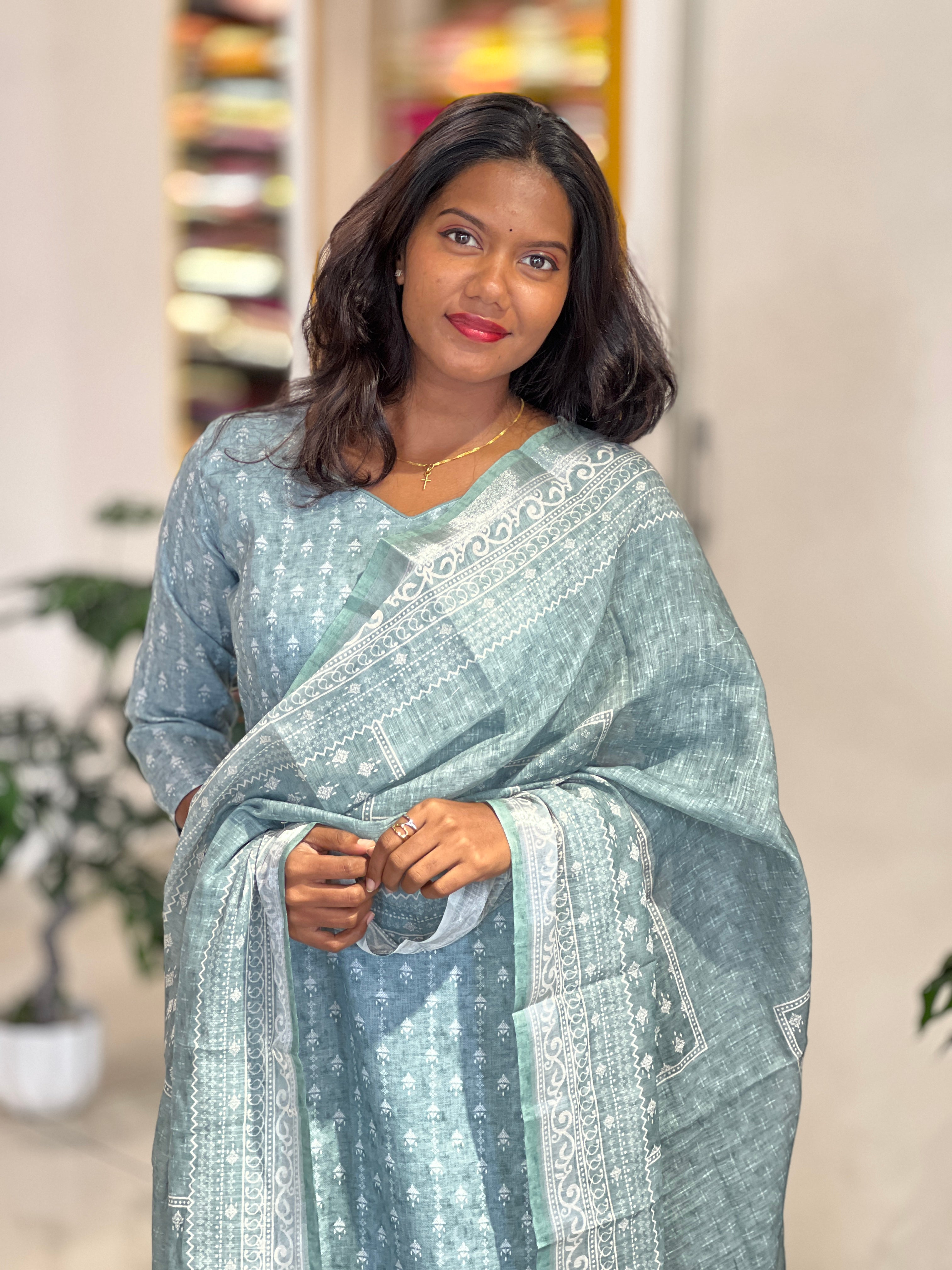 Printed Linen Cotton Kurta Set |SLM181