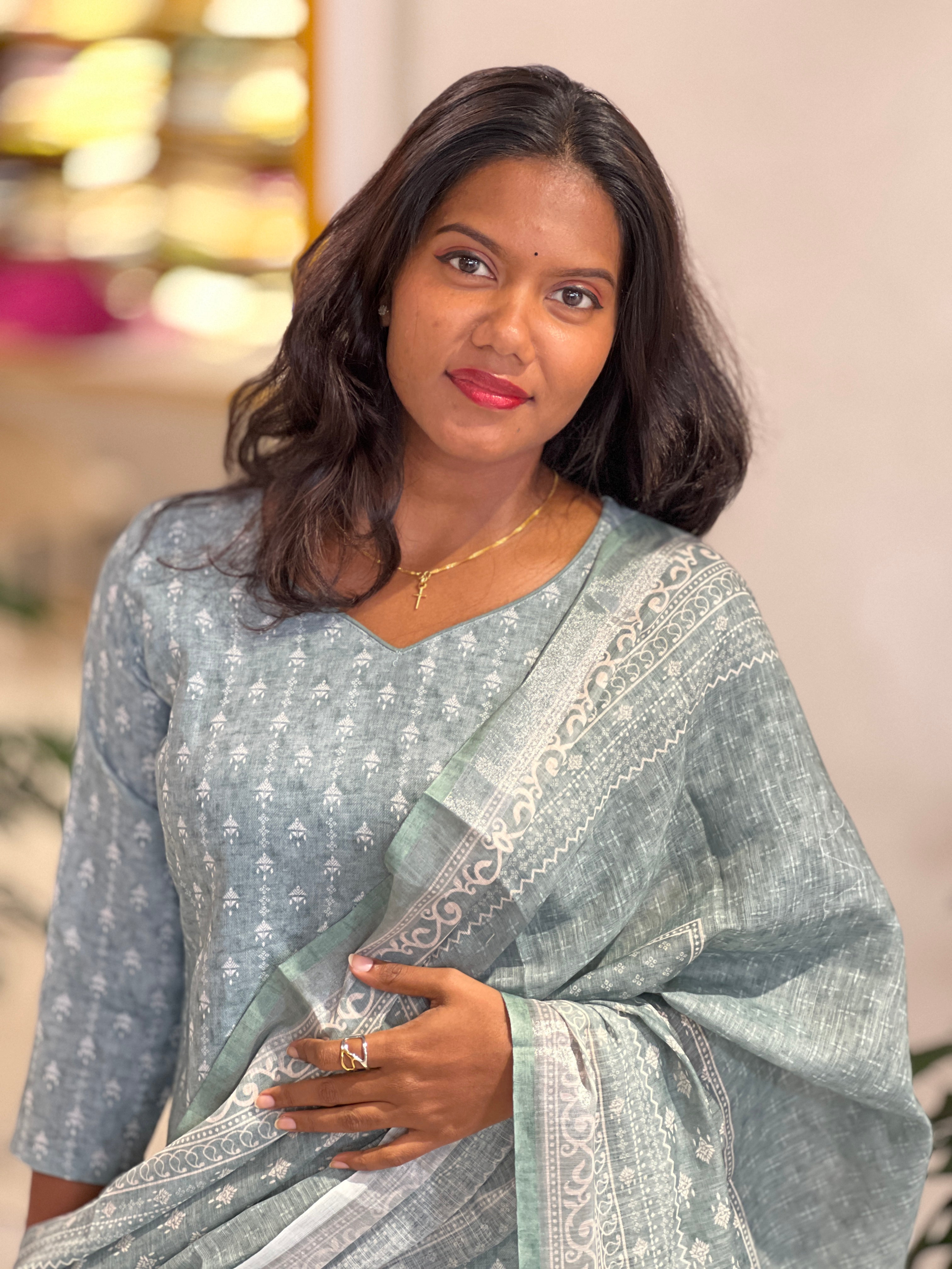 Printed Linen Cotton Kurta Set |SLM181